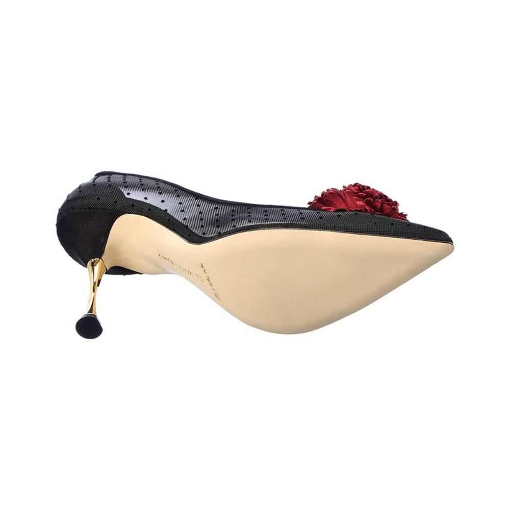 Manolo Blahnik Sohemias 105 Polka Dot Mesh Pump, Black - Picture 4 of 5